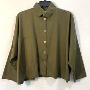 Square Box Cut Oversized Olive Green Blazer Size 2 Excellent Condition